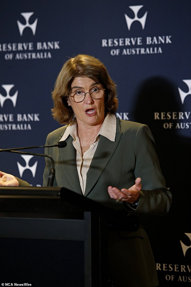 The Reserve Bank kept the cash rate unchanged at a 12-year high of 4.35 percent on Tuesday afternoon (Governor Michele Bullock is pictured).