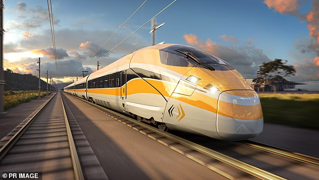 The long-awaited east coast rail project will connect Brisbane, Sydney, Canberra, Melbourne and regional communities in between (an artist's impression is pictured)