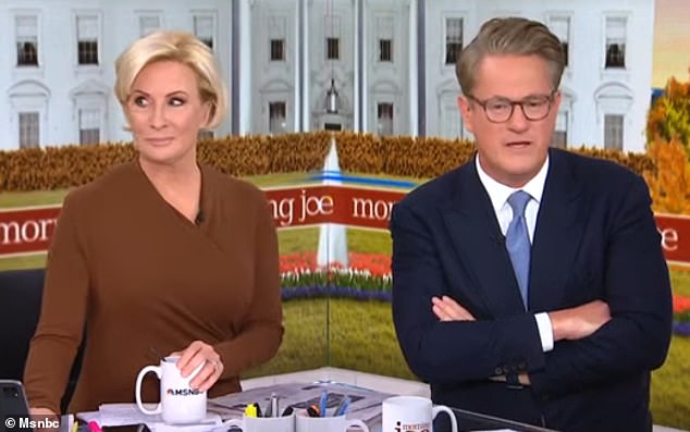 MSNBC's Mika Brzezinski looked away during a Monday episode of Morning Joe as her husband and co-host Joe Scarborough delivered a bizarre rant