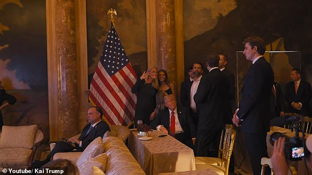 A new video clip on Kai Trump's YouTube shows the Trump family – including the towering Barron – covering election night