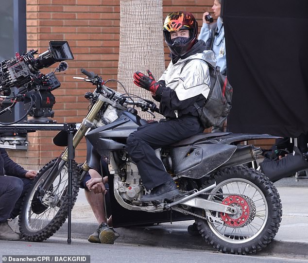 The Irish actor donned warm clothes as he hopped on a motorcycle outside the iconic Beverly Wilshire Hotel, located in the heart of Beverly Hills