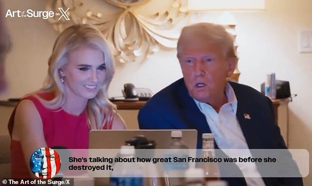 In a new video circulating online following his election victory, Trump is seen firing off spicy jabs at Natalie Harp, who then posts them to X and Truth Social.