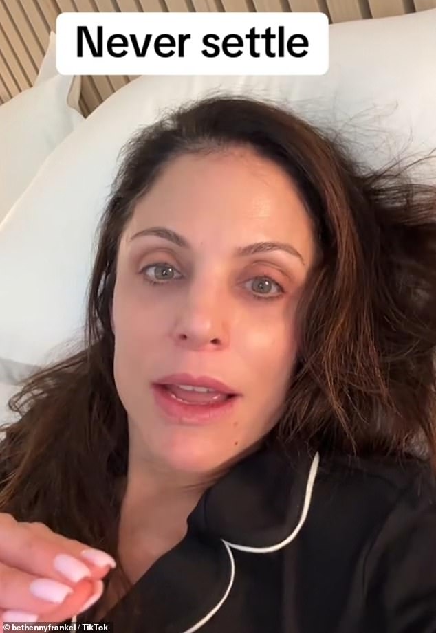 Skinnygirl mogul Bethenny Frankel offers her viewers sage relationship advice and warns them to 'never settle,' especially when things don't feel right