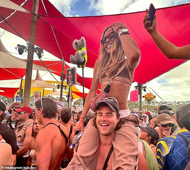 Beyond the Valley will host Victoria's first pill testing trial. Pictured: revelers, including the Mia Fevola party at Beyond The Valley last year