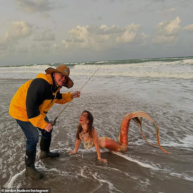 Bill Belichick and Jordon Hudson dressed up as fisherman and mermaid for Halloween