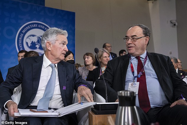 Reduction: The Bank of England, led by Andrew Bailey (right), and the US Federal Reserve, led by Jerome Powell (left), are still expected to cut rates by a quarter of a percentage point today