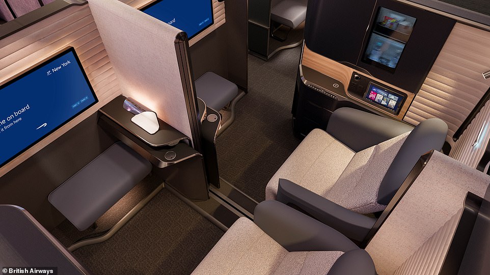 British Airways has unveiled a brand new first class seat for the Airbus A380 (above)