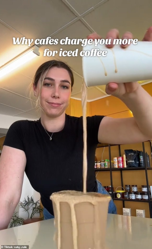 A cafe owner has claimed there is a very good reason why iced coffee is more expensive than hot coffee, even though it contains less liquid