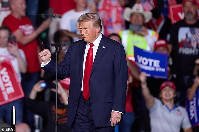 Former US president and Republican presidential candidate Donald Trump arrives at a campaign event in Henderson, Nevada on October 31