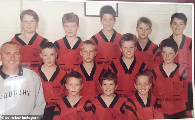 Australian cricket skipper Pat Cummins (above right) plays for the Blue Mountains-based Blaxland Redbacks football team