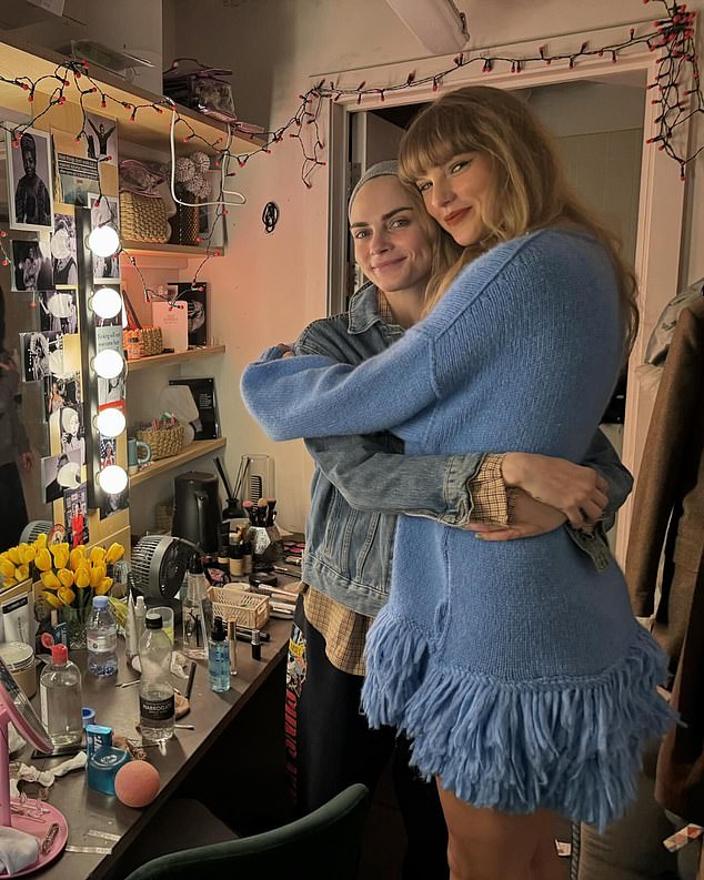 Taylor and Cara have been friends for years. In May, Taylor supported Cara by attending her play Cabaret at the Kit Kat Club at the Playhouse Theater in London (pictured)