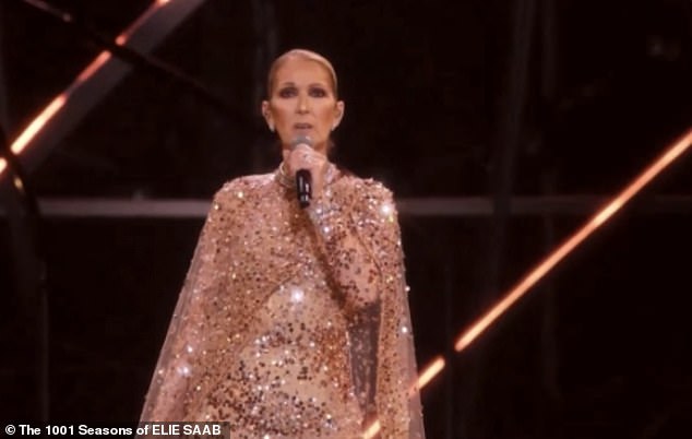 Celine Dion dazzled in a shimmering pink dress as she performed alongside Jennifer Lopez at a glamorous Elie Saab event in Riyadh on Wednesday evening