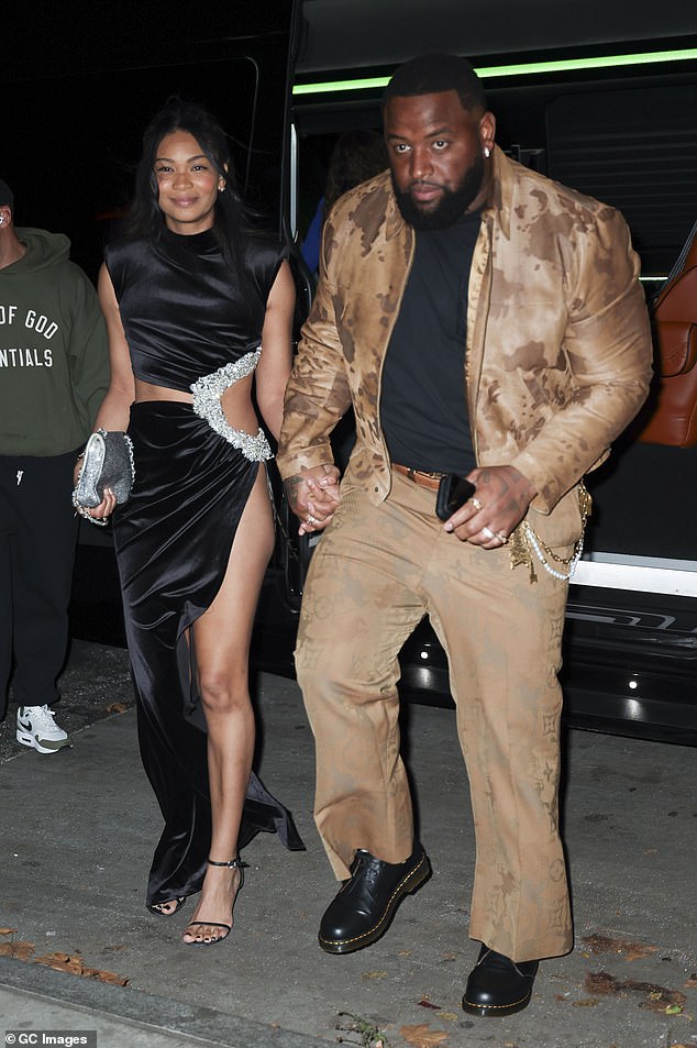 Rarely seen Chanel Iman was spotted with her NFL husband Davon Godchaux on a romantic date night in New York City on Monday