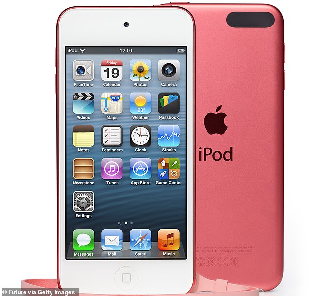 In the photo a fifth generation iPod Touch. iPod Touch services include iCloud, iTunes Store, App Store, Apple Books, Podcasts, Apple Music and more