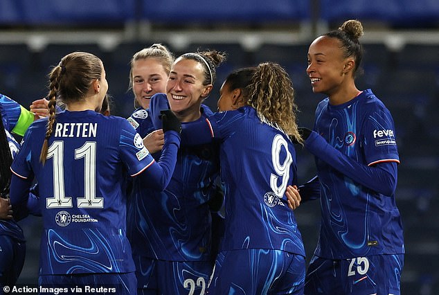 Lucy Bronze celebrates opening the scoring with a stunning volley in the first minute