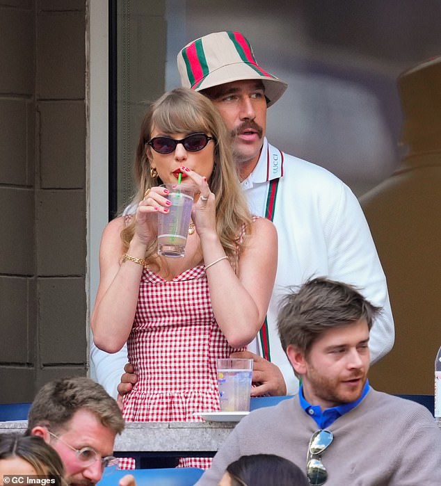 Taylor Swift and Travis Kelce are seen during the men's final of the 2024 US Open in Queens