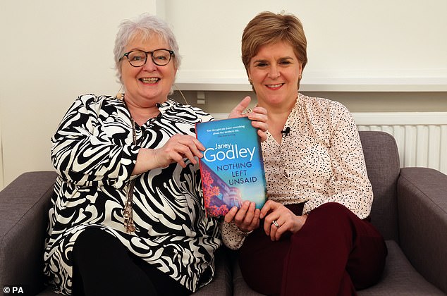 Janey won fans during lockdown with her online parody voiceovers to images of politicians such as Nicola Sturgeon (pictured together at the Aye Write book festival in May last year)