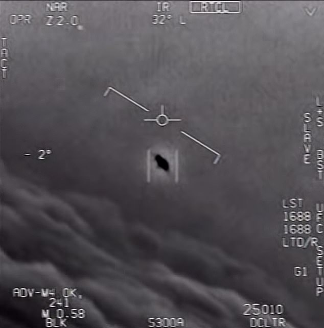 Congress will hold a second hearing on UAPs that it has promised will reveal the truth to the American public, especially about the government's research programs. Pictured is the famous Tic Tac-shaped object seen in the sky over California on November 10, 2004