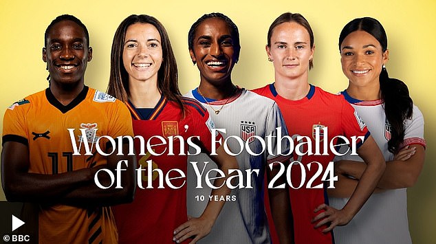 Banda (left) was on the five-player shortlist for the award, alongside Spain's Aitana Bonmati, America's Naomi Girma and Sophia Smith and Norway's Caroline Graham Hansen