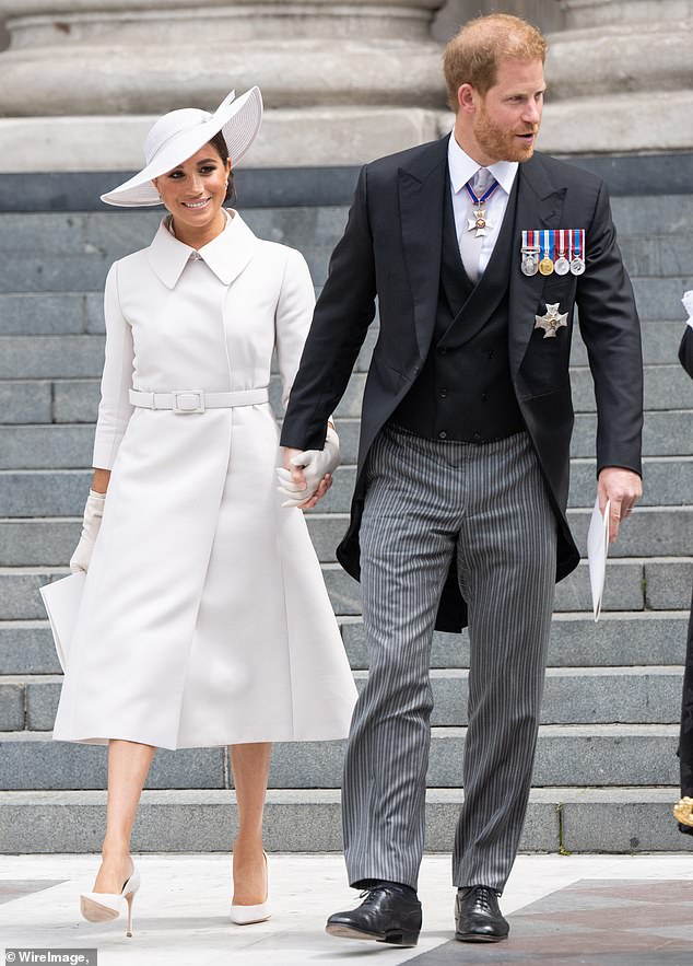 Prince Harry and Meghan Markle outside St Paul's Cathedral in London on June 3, 2022