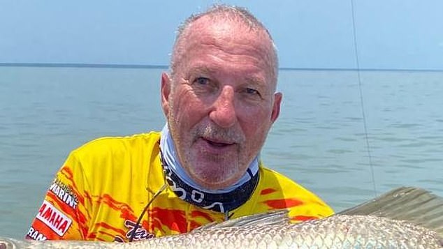 Cricket icon Sir Ian Botham is pictured during the four-day fishing trip in Australia's tropical north, escaping a horrific trap in a river known for its large population of saltwater crocodiles and bull sharks