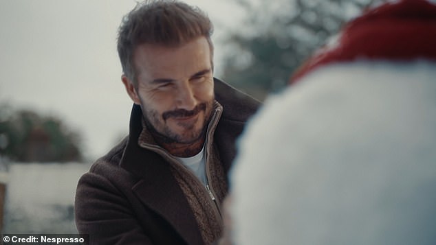 David Beckham, 49, stars in a heartwarming Nespresso Christmas advert, with a playful nod to his football career