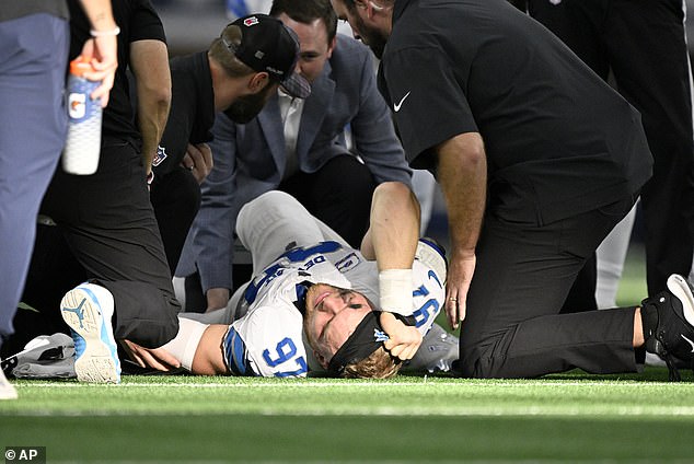 Detroit Lions defenseman Aidan Hutchinson suffered a horrific broken leg in Week 6