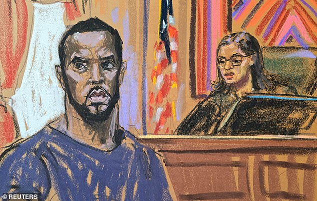 Sean “Diddy” Combs, pictured in a September court sketch, filed his third bail application while awaiting trial on sex trafficking charges