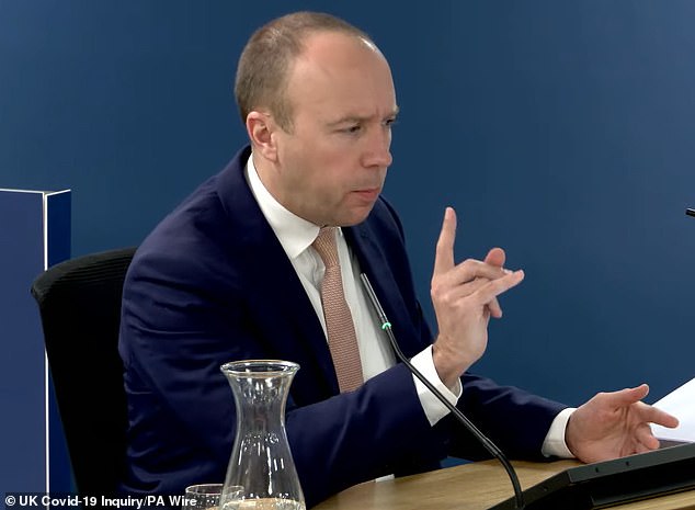 Former Health Secretary Matt Hancock denied painting a 'rosy picture' of the NHS as it faced collapse during the Covid crisis