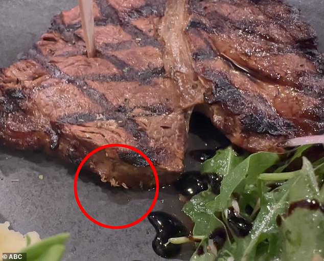 A woman claims she found live maggots in her steak (pictured), but staff told her they were in the salad and have yet to apologize