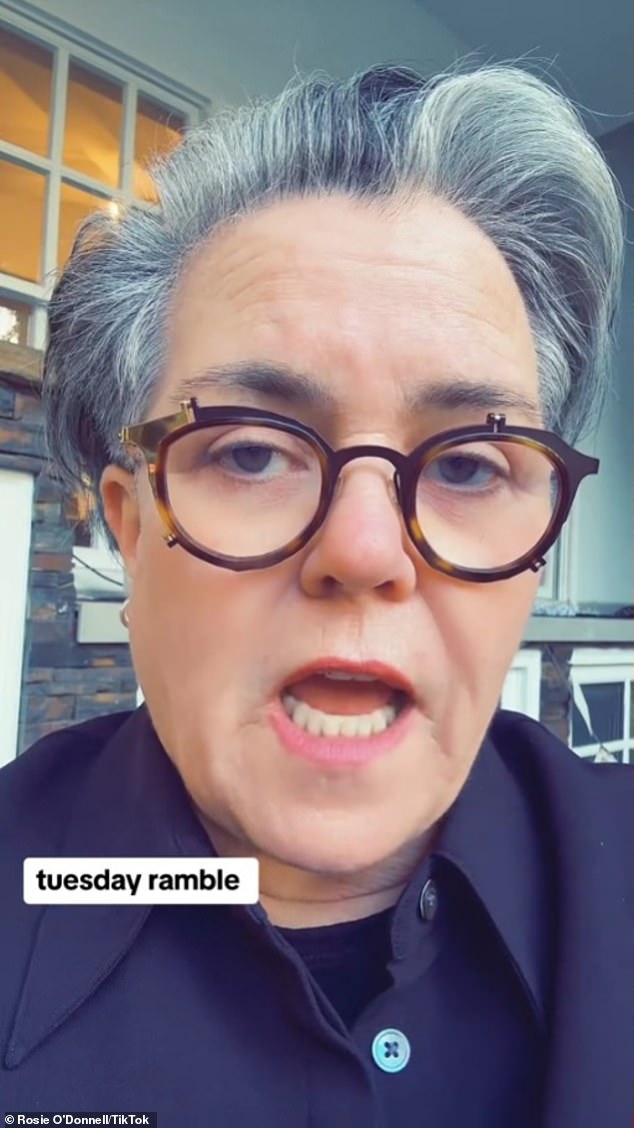 Actress Rosie O'Donnell shared her thoughts on the presidential election in a lengthy rant posted to TikTok on Tuesday