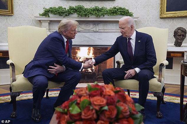 The two leaders met in front of a roaring fire in the Oval Office, exchanging pleasantries