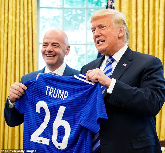 FIFA president Gianni Infantino has congratulated Donald Trump, who appears to be on course to win the US elections