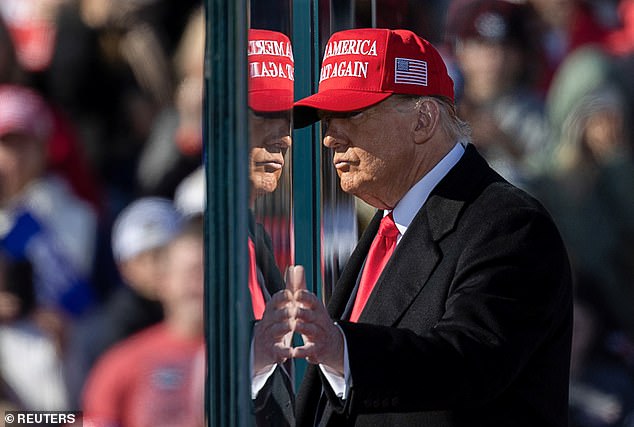 Former President Donald Trump went on a nearly five-minute rant about the bulletproof glass surrounding him at the outdoor event during his rally in Lititz, Pennsylvania