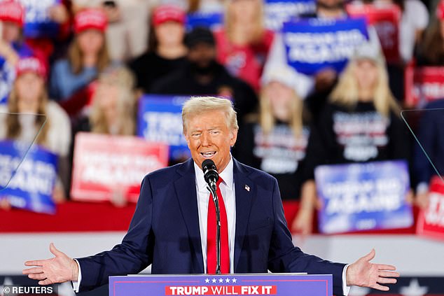 Last day to rally: Former President Donald Trump gathered supporters in North Carolina, saying son Barron told him to 'take it easy'