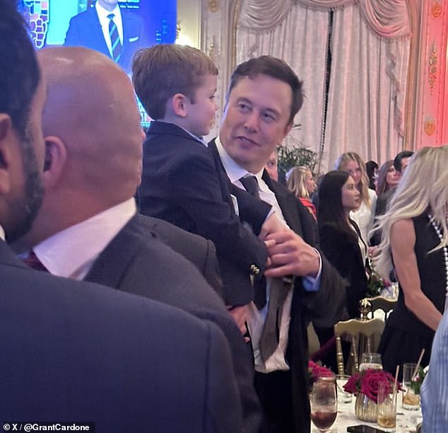 Elon Musk brought one of his 11 children to Mar-a-Lago on Tuesday evening