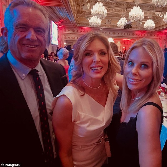 Mara Maples posted a series of photos of herself partying the night away on November 5, the night before Donald Trump was re-elected president. She is pictured here with RFK Jr. and his wife Cheryl Hinds