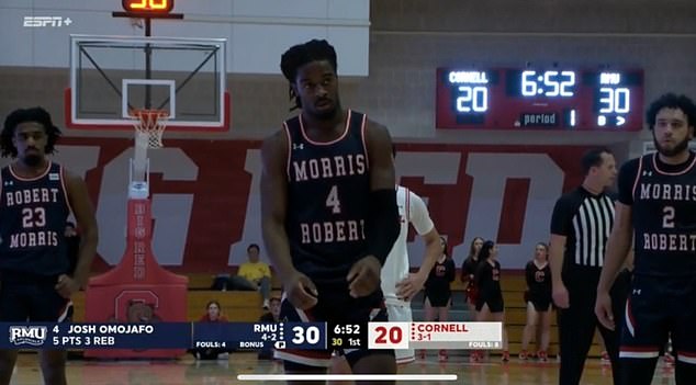 College basketball fans noticed a glaring error on Robert Morris' jerseys during their game