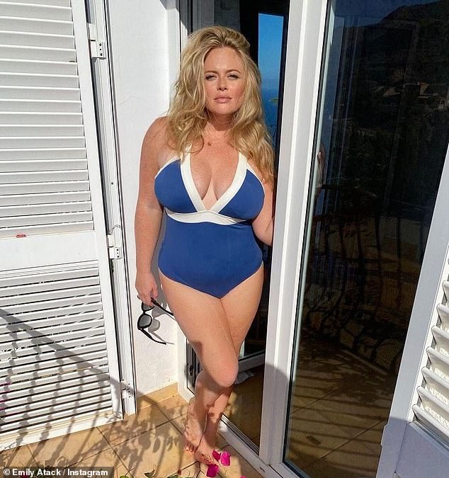 It comes after Emily (pictured in September) revealed she feels 'sexier than ever' after her 'liberating' naked tennis scene and lingerie-clad romp in Rivals