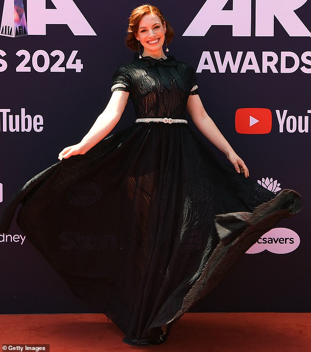 Emma Watkins left her signature sunny look behind as she hit the red carpet at the 2024 ARIA Awards on Wednesday. Pictured