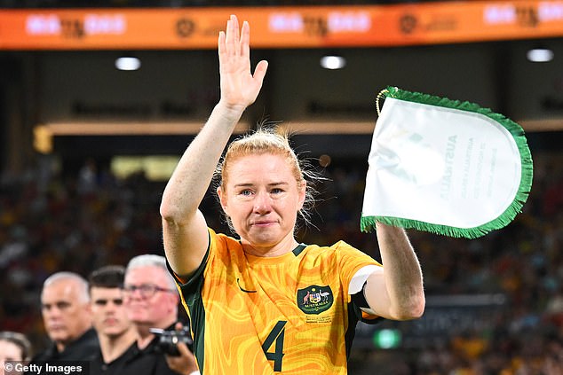 Matildas star Clare Polkinghorne was welcomed to Suncorp Stadium for the final time on Thursday evening to a huge roar