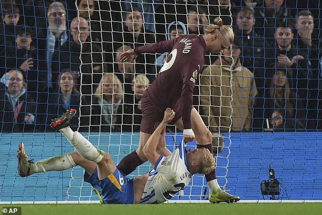 This came shortly after Van Hecke collided with Manchester City striker Erling Haaland