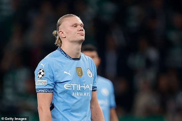 Erling Haaland's problems in front of goal continued in Manchester City's shock 4-1 defeat to Sporting CP