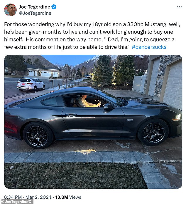 The day at the track came after Joe Sr tweeted about his son's purchase of the supercar, which went viral and racked up more than 13 million views