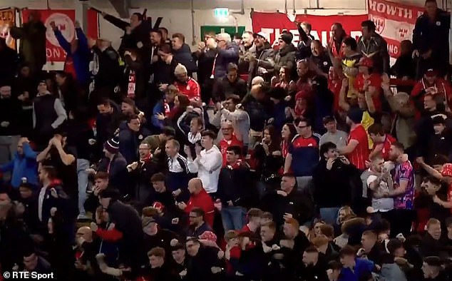 Shelbourne fans celebrated after seeing their goal in the 84th minute on Friday