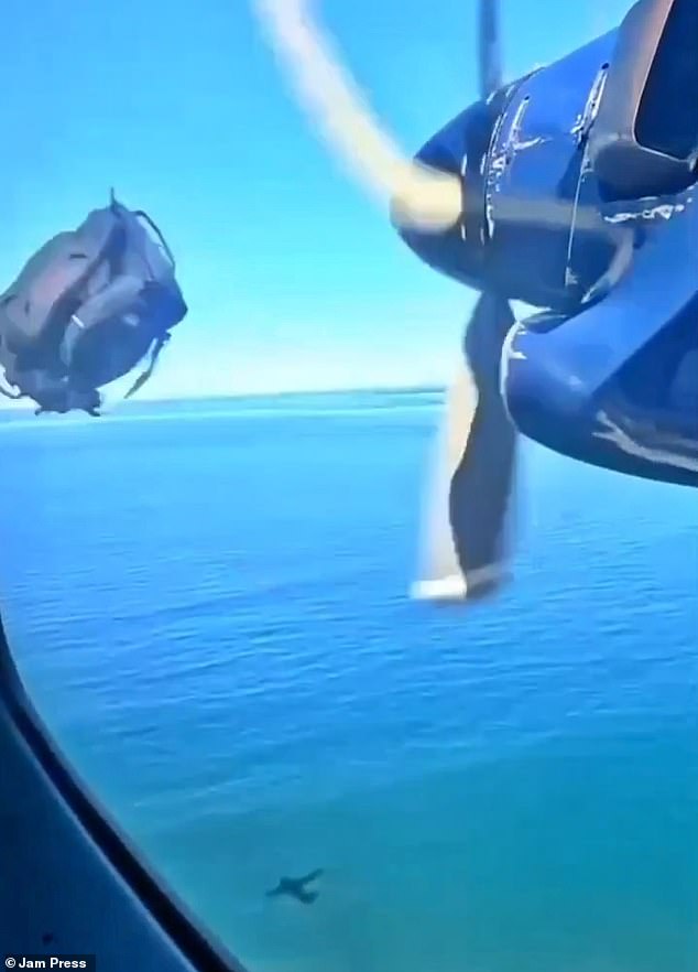 A passenger aboard an Aercord Airlines flight recorded the moment a bag hit the plane's propeller, forcing the pilot to make an emergency landing