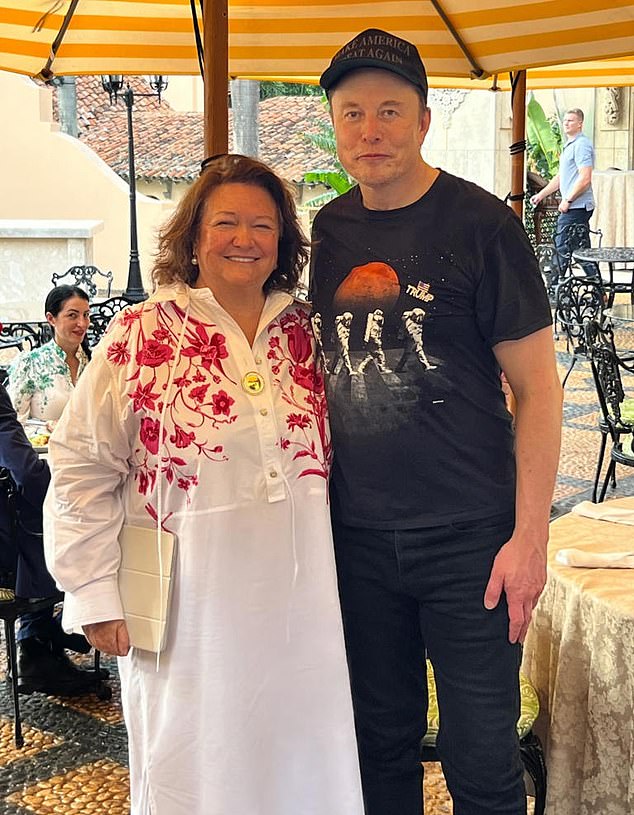 Gina Rinehart (photo left) supports Elon Musk (photo right) in his new role to reduce government waste