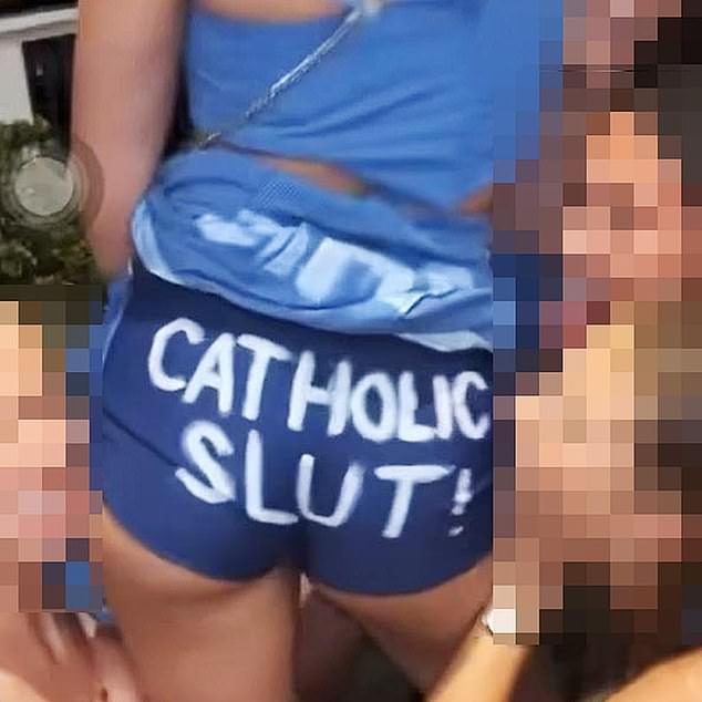 Mature students at Brisbane's elite All Hallows School have sparked outrage by posting 'explicit and deplorable' images on social media