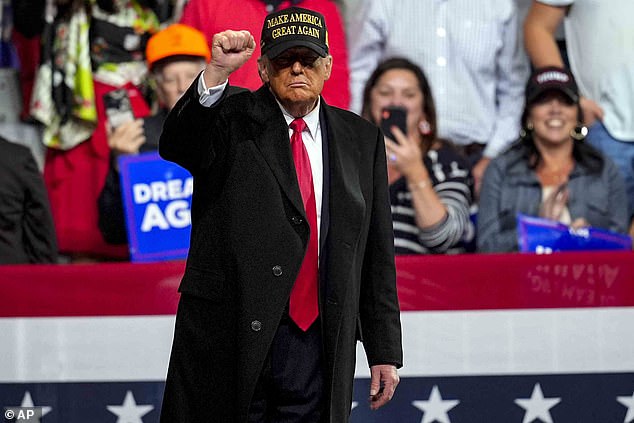 Former President Donald Trump is pictured at a rally in Macon, Georgia, on Sunday. Joe Biden won Georgia in 2020 with 12,670 votes