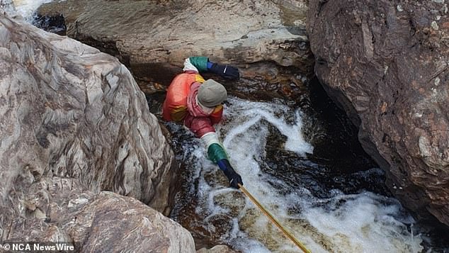 The 69-year-old man was kayaking when he slipped and fell into the water and became stuck between the rocks. Photos: Tasmania Police